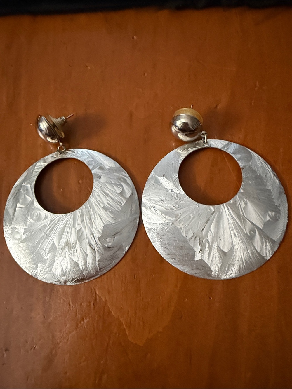 Silver Textured Open-Hoop Drop Earrings - Women Jewelry